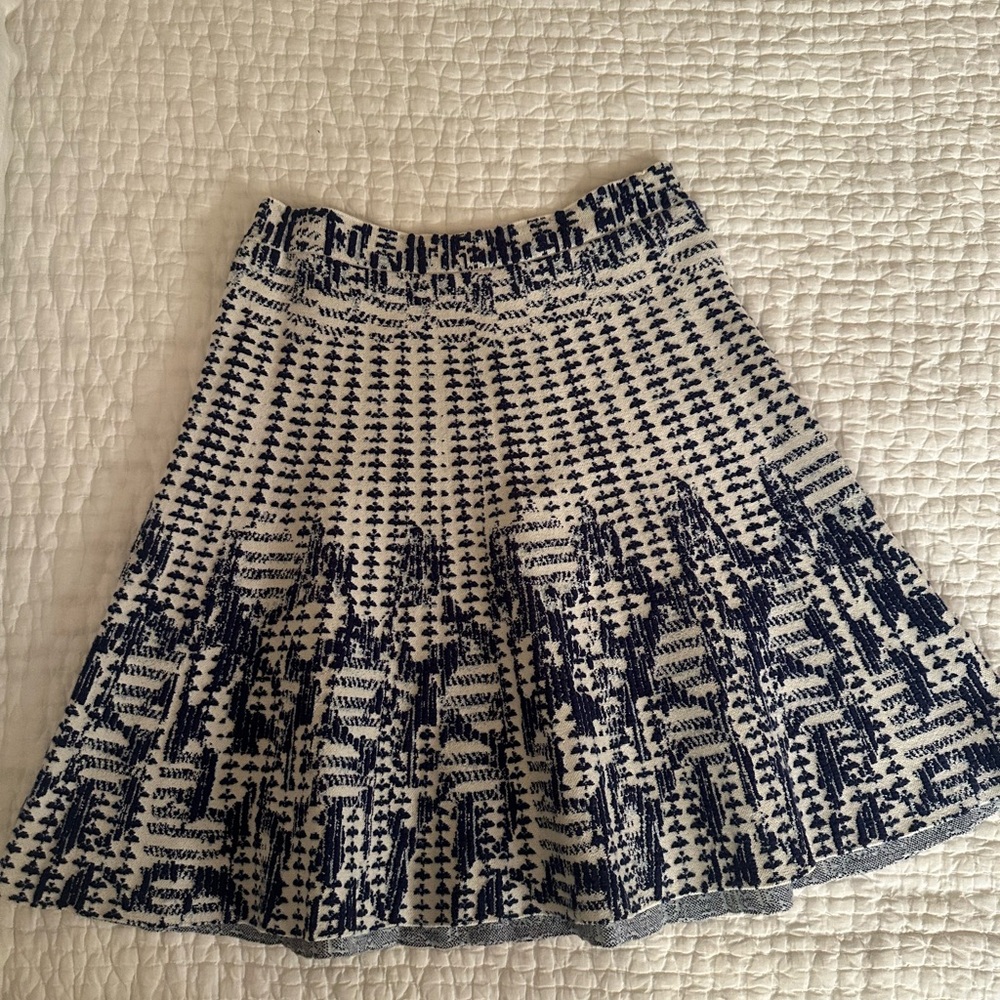 BCBGMaxAzria Navy and White A-Line Skirt